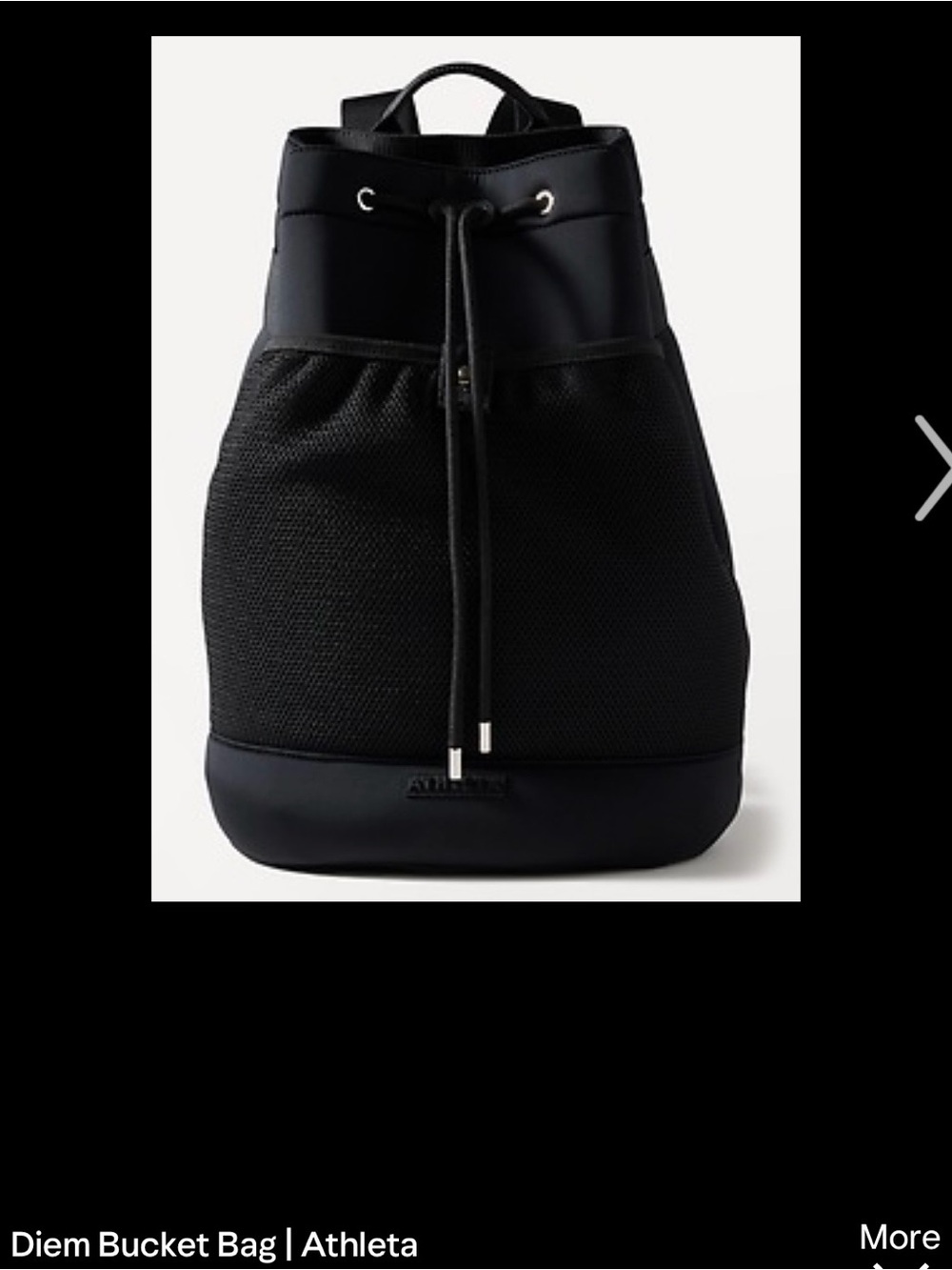 Athleta Black Mesh Drawcord Backpack with Front Pocket